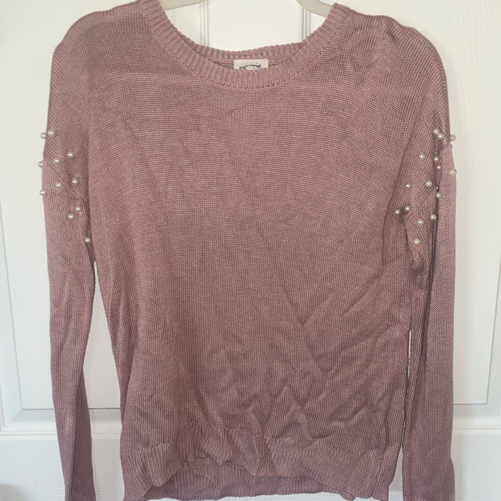 Hippie Rose Mauve Pearl-Accent Sweater